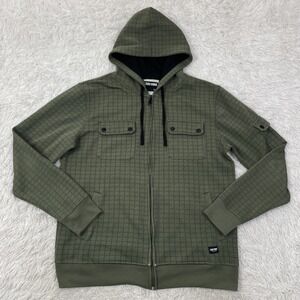 Zoo York Sweater Mens Large Green City Sniper Hoodie Sweatshirt Y2K Snap Pockets